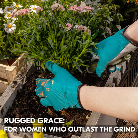 VGO 1 Pair Premium Genuine Goat Leather Puncture Resistant Palm and Fingertips Gardening Gloves For Women(GA3561/GA7454))