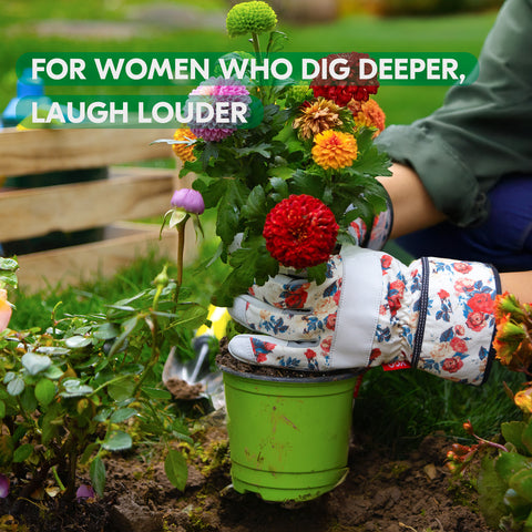 VGO 1 Pair Premium Genuine Goat Leather Puncture Resistant Palm and Fingertips Gardening Gloves For Women(GA3561/GA7454))