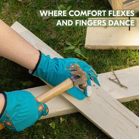 VGO 1 Pair Premium Genuine Goat Leather Puncture Resistant Palm and Fingertips Gardening Gloves For Women(GA3561/GA7454))