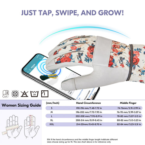 VGO 1 Pair Premium Genuine Goat Leather Puncture Resistant Palm and Fingertips Gardening Gloves For Women(GA3561/GA7454))