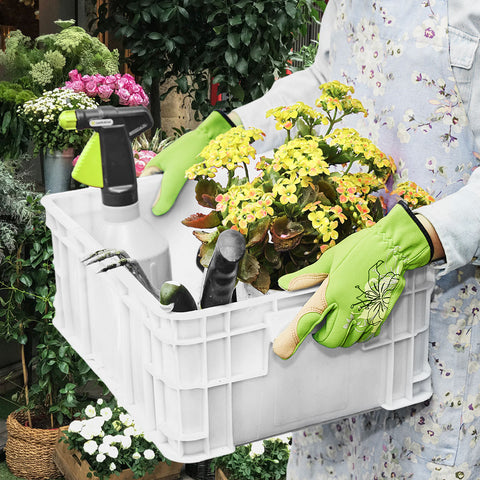 VGO 1-Pair Women's Gardening Gloves - Synthetic leather or Premium Goat Leather Work Gloves with Thornproof&Non-Slip Grip, Breathable Floral Design, Ergonomic Fit for Pruning, Landscaping,Outdoor(GA7444/SL7443))